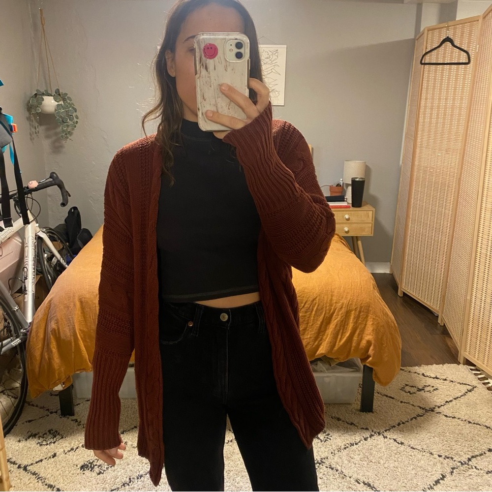 Forever 21 rust knit open cardigan